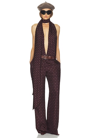 Scarf Halter Jumpsuit in Tie Print Helsa