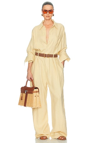 COMBINAISON PAPERBAG JUMPSUIT IN WASHED LINEN Helsa