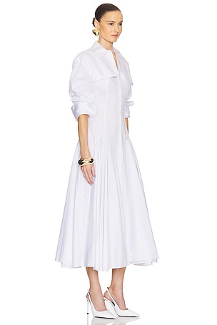 Helsa Godet Shirt Dress in White