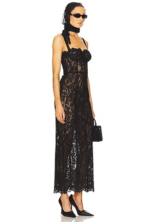Helsa The Lace Column Dress in Black