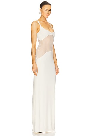 Helsa Sheer Knit Curve Maxi Dress in Cream
