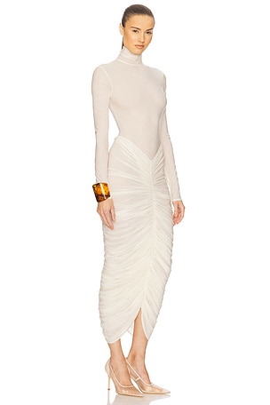 Helsa The Super Sheer Ruched Dress in Ivory