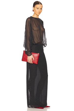 Helsa The Sabrina Dress in Printed Silk Chiffon in Black