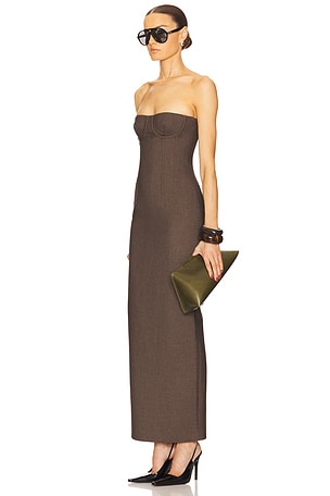 Helsa The Linear Suiting Dress in Brown