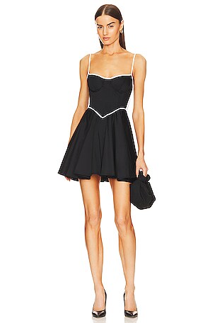 Stretch Cotton Sateen Mini Dress Helsa