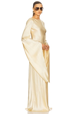 Helsa The Rosalind Dress in Silk Charmeuse in Yellow