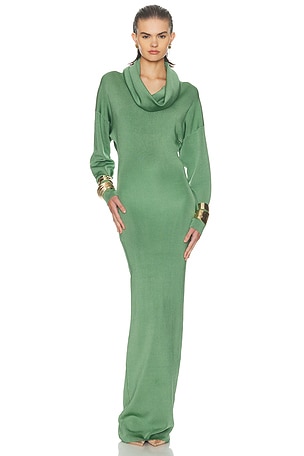 Helsa Emmalynn Cowl Shine Gown in Sage