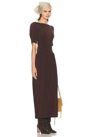Helsa The Simone Tie Back Jersey Dress in Brown