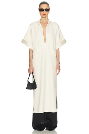 Helsa The Magda Dress in Thick Crepe in Ivory