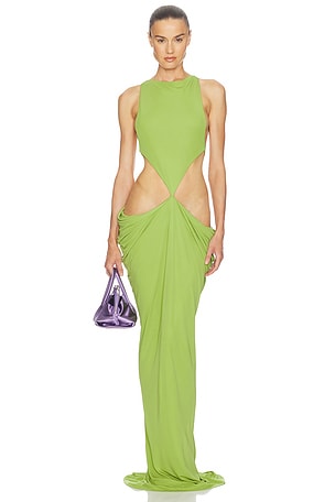 Helsa Margarite Jersey Gown in Green