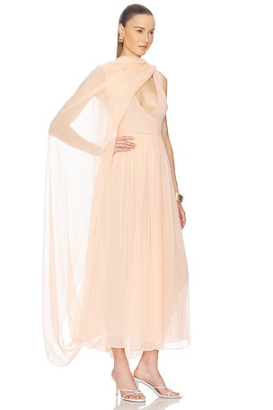 Helsa The Sabine Dress in Silk Chiffon in Peach