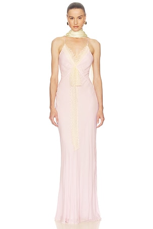 Sheer Georgette Gown With Lace Helsa