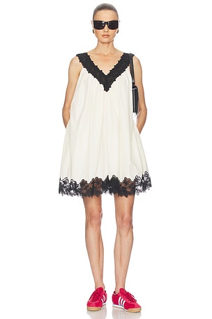 Mini Dress With Lace in Tech Poplin Helsa