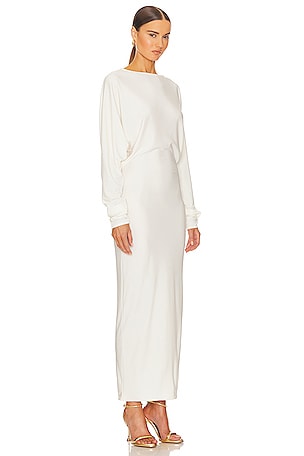 Helsa Matte Jersey Open Back Dress in Ivory