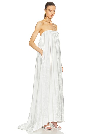 Helsa Crinkle Pleated Gown in White