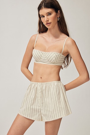 Pinstripe Poplin House Short Helsa