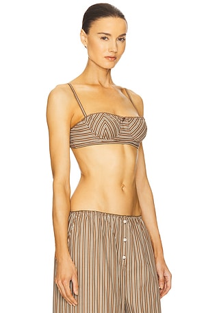 Helsa Pinstripe Poplin Bra in Brown