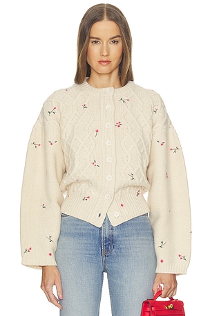 Jeanette Embroidered Merino Cardigan Helsa