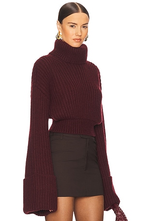 Helsa Esti Turtleneck Sweater in Burgundy