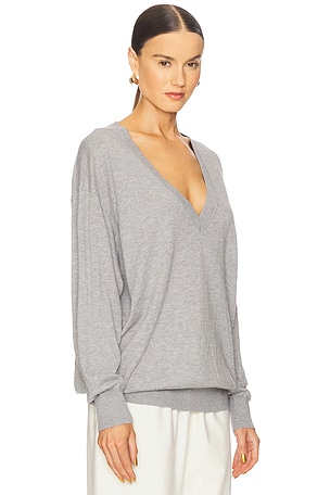 Helsa Quintana Oversized V Neck Sweater in Grey