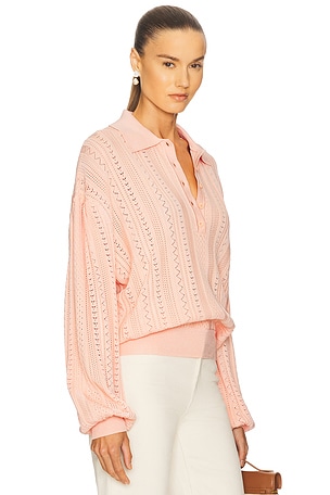 Helsa Addeline Oversized Polo in Peach