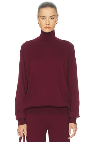 Helsa Madeira Oversized Turtleneck in Burgundy