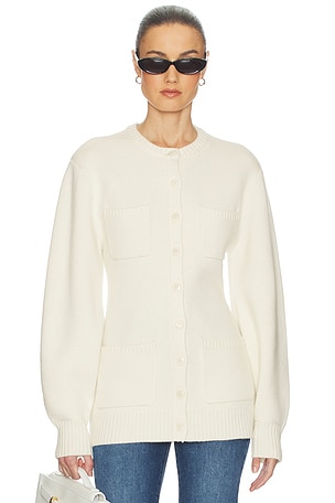Helsa Devika Wool Cashmere Cardigan in Cream