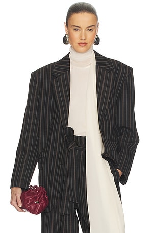 Stripe Twill Boyfriend Blazer Helsa