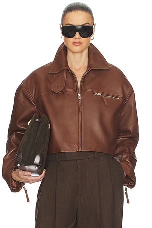 The Leather Oversized Moto Jacket in Smooth Leather Helsa