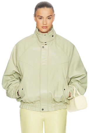 Helsa The Oversized Leather Bomber in Mint