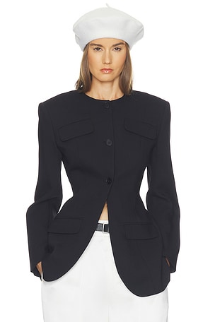 Wool Blend Suiting Jacket With Bows Helsa