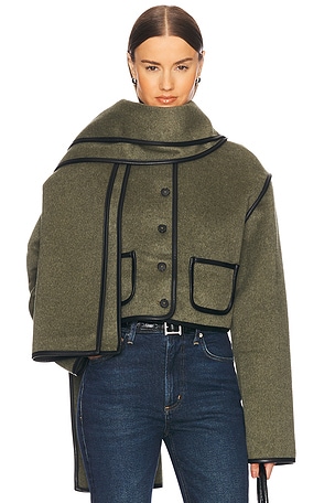 Boxy Jacket With Detachable Scarf Helsa