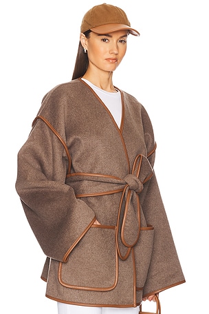 Helsa Wool Blend Blanket Coat in Brown