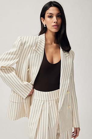 Pinstripe Double Breasted Blazer Helsa