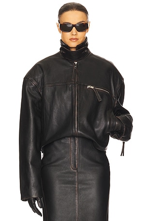 The Leather Oversized Moto Jacket Helsa