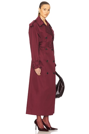 Helsa Classic Oversized Trench in Burgundy
