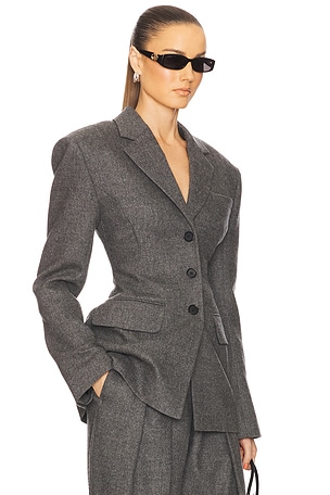 Helsa The Tweed S Curve Blazer in Charcoal