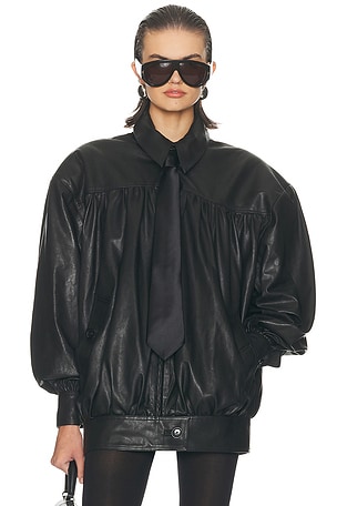 The Shirred Oversized Leather Jacket Helsa