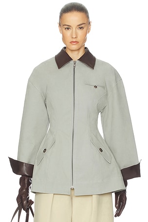 Helsa The Lady Hunting Jacket With Faux Leather Collar in Grey