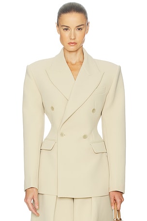 The Double Breasted S Curve Jacket in Very Heavy Crepe Helsa