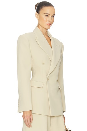 Helsa The Double Breasted S Curve Jacket in Very Heavy Crepe in Beige