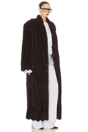 Helsa The Irina Faux Fur Coat in Brown