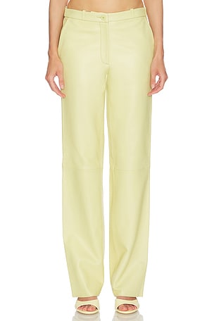 Helsa Soft Lamb Leather Pants in Lemon