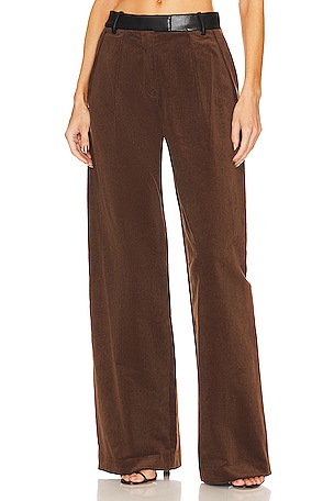 Helsa Straight Leg Workwear Pants in Dark Chocolate Brown
