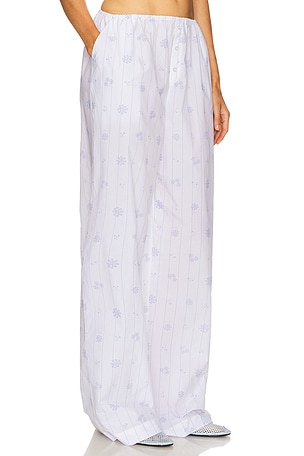 Helsa House Pants in Fleur Print Stripe in White