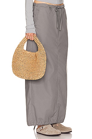 Helsa Workwear Drawcord Maxi Skirt in Grey