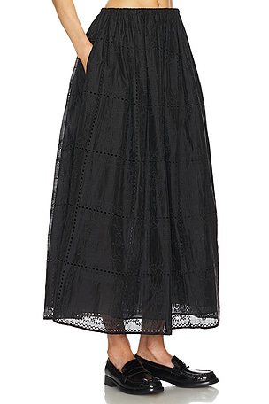Helsa Handkerchief Midi Skirt in Black