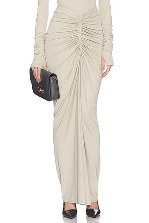 Matte Jersey Long Ruched Skirt Helsa