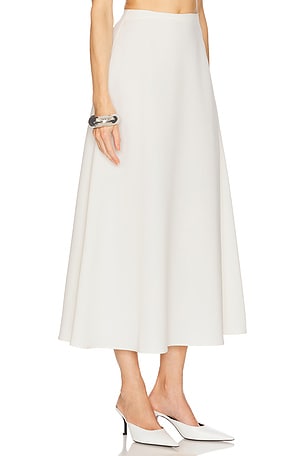 Helsa The Heavy Crepe Midi Skirt in Ivory