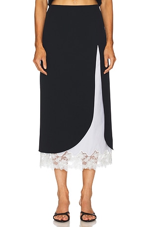 The Midi Pencil Skirt With Lace & Poplin Helsa